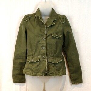 Old Navy Green Grunge Military Style Jacket Small Project Art Piece